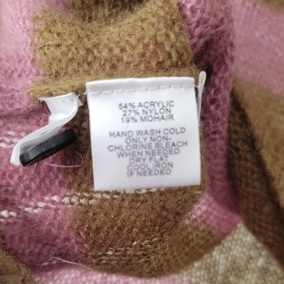 LOFT Olive and Lavender Mohair Blend Striped Sweater - Picture 4 of 11